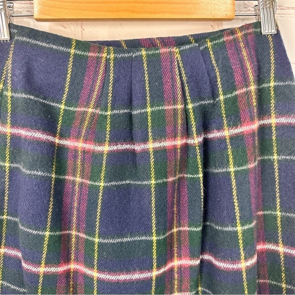 Vintage Y2K 90’s Womens plaid Skirt size Small Blue wool Tartan Pleated Wrap - Picture 4 of 9